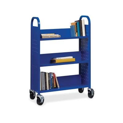 Lorell Single-Sided Steel Book Cart, Blue