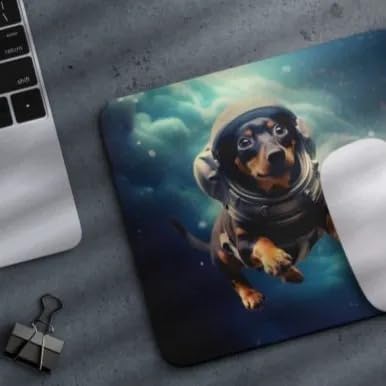Mouse Pad Astronaut Dog in Space Mouse Pad Puppy floating in Space for Home Office Work Desk Computer Desktop Laptop for Dog Lovers (Dachshund)