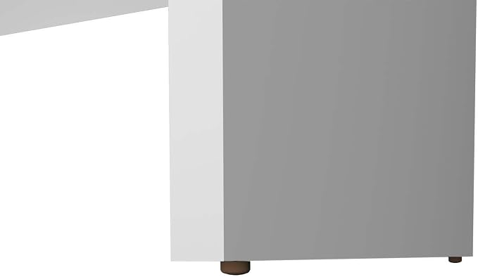 White Minimalist Desk - Home Office Computer Workstation with Cable Management