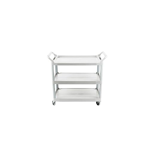 Rubbermaid Commercial Products Heavy Duty 3-Shelf Rolling Service/Utility/Push Cart, 300 lbs. Capacity, Black, for Foodservice/Restaurant/Cleaning