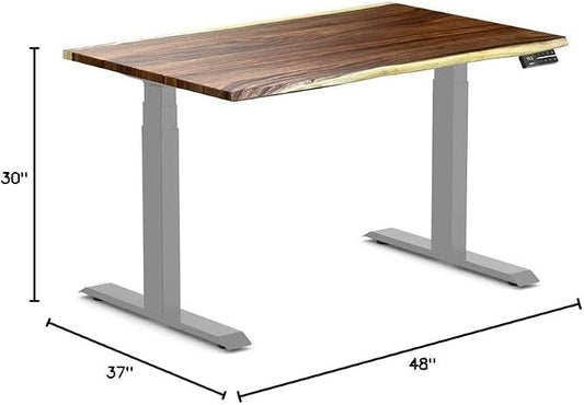 Desky Dual Hardwood Sit Stand Desk - Electric Standing Desk - Dual Motor,3 Stage Adjustable Height Desk - Solid Wood Whole-Piece Top - Standing Desk with Cable Management