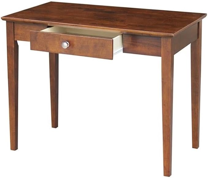 IC International Concepts, Writing Table, Solid Real Wood, Sturdy Parawood, Espresso