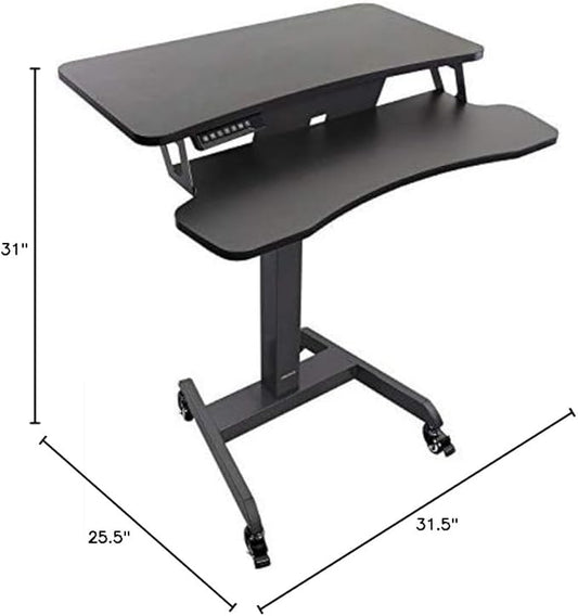 Mount-It! Electric Height Adjustable Standing Desk with Wheels | Professional Mobile Workstation for Office & Commercial Use | Heavy-Duty Rolling Sit Stand Desk