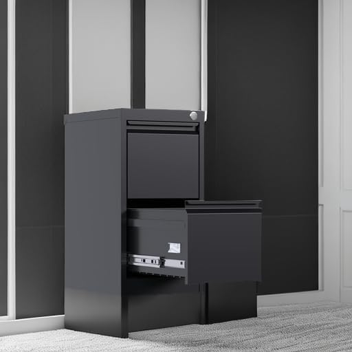 SUXXAN 2 Drawer Mobile File Cabinet with Lock, Heavy Duty Steel Under Desk Filing Cabinet for Letter/Legal Size, Anti-Tip Design with 5 Casters, Metal Storage Organizer for Home Office