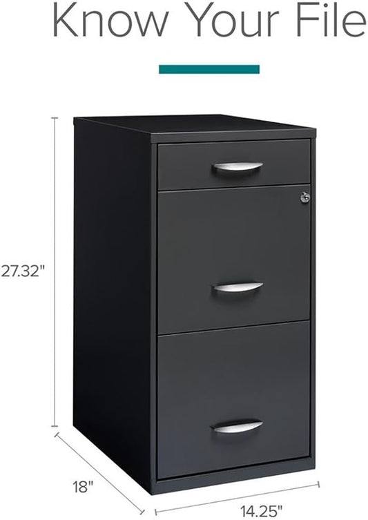 Pemberly Row Set of 5 Contemporary 3-Drawer Metal File Cabinet in Charcoal