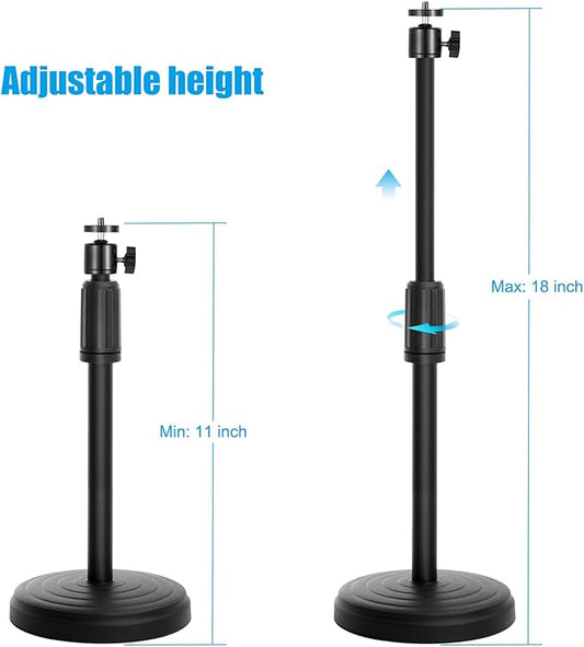 Webcam Stand for Desk, 18 Inch Webcam Tripod Computer Camera Stand with Phone Holder Desktop Web Cam Mount for Logitech C920 C922 C925e C922x C930e C930 C615 and BRIO
