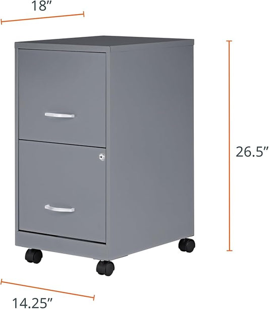 Lorell LYS Chrome Pull F/F Mobile File Cabinet, Silver
