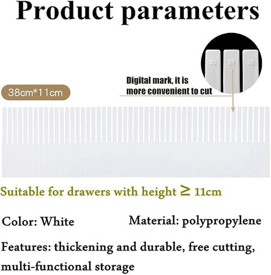 20PCS DIY Plastic Grid Drawer Dividers, Large Adjustable Drawer Storage Organizer (38cmx11cm) for Clutter Kitchen Cutlery Dresser Makeup Tools Socks Can Help Tidy Office Desk Clinic Bedroom