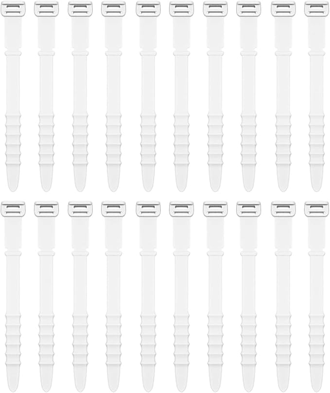 Silicone Zip Ties, Reusable Zip Ties, 20pcs Rubber Cable Ties Straps for Wire Management, Elastic Cable Organizer for Home Office Table Desk. White 4.5” Cord Ties (20 Pcs White)