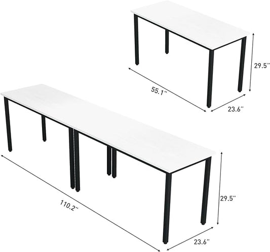 Bonzy Home Conference Tables 9ft Office Computer Desk for Meeting Room Study Writing Printer Podcast Table for 4-8 People Modern White 2PCS 110.2"x23.6"x29.5"
