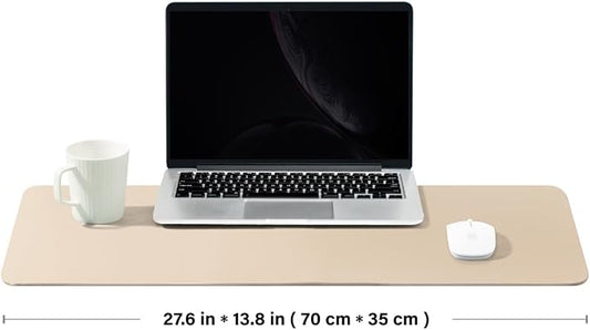 Leather Desk Mat - Non-Slip PU Desk Pad for Office and Home - Desk Organization and Accessories - Ideal for Large Mouse Pad and Desk Mats on Top of Desks (Apricot,27.6"x 13.8")