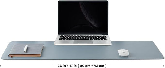 HOMIEAZICOZI Leather Desk Mat - Non-Slip PU Pad for Office and Home Organization Accessories Ideal Large Mouse Mats on Top of Desks (Light Blue,36''x 17'') (DPD-LB-L)