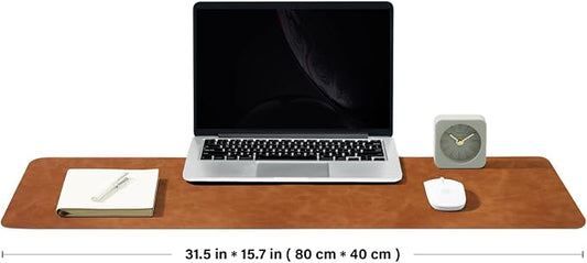 Distressed Leather Desk Mat - Non-Slip PU Desk Pad for Office and Home - Desk Organization and Accessories - Ideal for Large Mouse Pad and Desk Mats on Top of Desks(Tan,31.5"x 15.7")