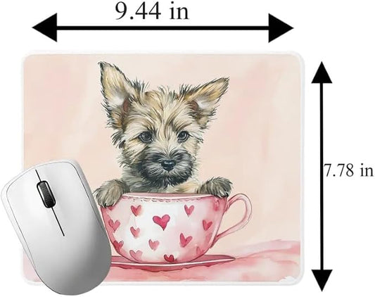 Dog Mousepad Desktop Laptop Computer Accessories Puppy in Tea Cup Mouse Pad Home Office Gaming Work Desk Computer Non-Slip Rubber Mousepad (Australian Terrier)