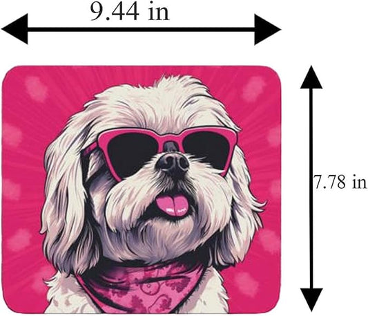 Pink Mousepad Glamour Dog Shih Tzu Mouse Pad for Home Office Gaming Working Desk Computer Desktop Accessories Non-Slip Rubber Mousepad for Dog Lovers