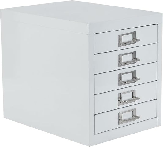 Office Storage Cabinet - File Cabinet Mini 5 Tier Metal File Organizer Document Organizer, for Home, Office, Desk (White)