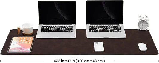 Distressed Leather Desk Mat - Non-Slip PU Desk Pad for Office and Home - Desk Organization and Accessories - Ideal for Large Mouse Pad and Desk Mats on Top of Desks(Espresso,47.2"x 17")