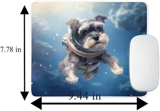 Mouse Pad Astronaut Dog in Space Mouse Pad Puppy floating in Space for Home Office Work Desk Computer Desktop Laptop for Dog Lovers (Miniature Schnauzer)