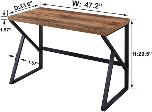 HSH Home Office Computer Desk, Industrial Modern Simple Metal Wooden PC Laptop Executive Desk, Farmhouse Student Computer Table for Work Study Writing Gaming in Bedroom Living Room, Rustic Oak 47 Inch