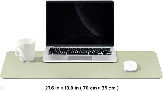 Leather Desk Mat - Non-Slip PU Desk Pad for Office and Home - Desk Organization and Accessories - Ideal for Large Mouse Pad and Desk Mats on Top of Desks (Light Green,27.6"x 13.8")
