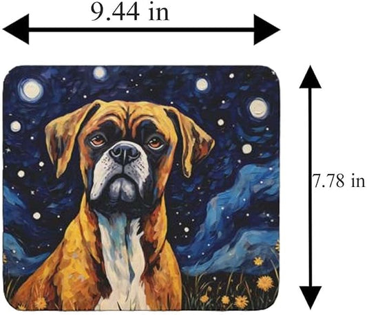 Tubbie Prints Starry Night Boxer Dog Mouse Pad for Home Office Gaming Working Desk Computer Desktop Accessories Non-Slip Rubber Mouse Pad for Dog Lovers (Boxer)