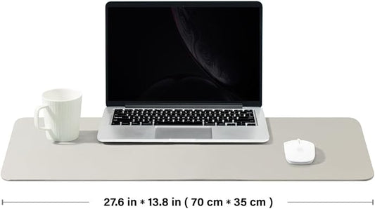 Leather Desk Mat - Non-Slip PU Desk Pad for Office and Home - Desk Organization and Accessories - Ideal for Large Mouse Pad and Desk Mats on Top of Desks (Light Gray,27.6"x 13.8")