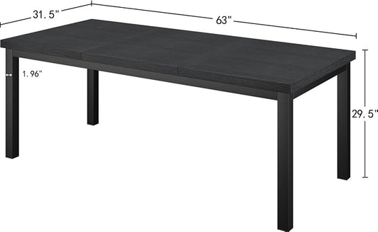 63 x 31 Inch Large Computer Desk, Modern Office Desk with Adjustable Feet, Gaming Desk with Deep Desktop, Study Writing Table for Home Office, Work from Home, Easy Assembly, Black