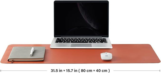 Leather Desk Mat - Non-Slip PU Desk Pad for Office and Home - Desk Organization and Accessories - Ideal for Large Mouse Pad and Desk Mats on Top of Desks (Orange,31.5"x 15.7")