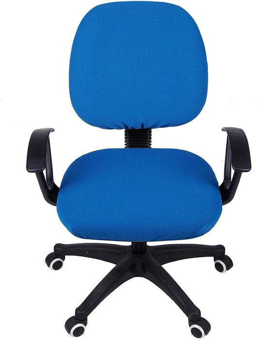 Smiry Stretch Jacquard Office Computer Chair Covers, Removable Washable Universal Desk Rotating Chair Slipcovers Protector, Seat + Backrest Cover, Ocean Blue