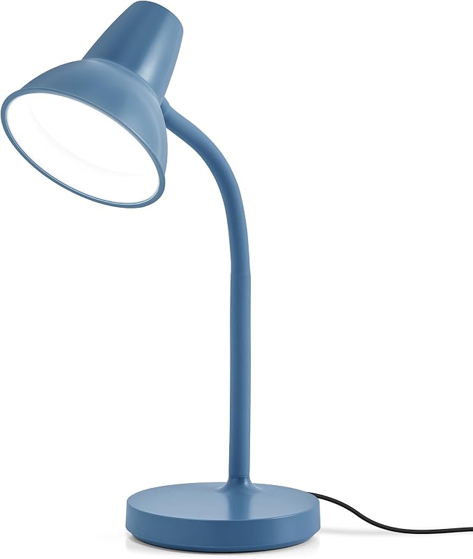 LED Desk Lamp with Flexible Gooseneck, Eye-Caring 4.5W Energy-Saving Study Lamps, Anti-tip Heavy Duty Bedside Reading Light, Desk Lamps for College Dorm Room, Home Office, Modern Lamp with 1.6m Cord