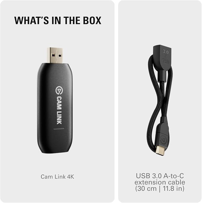Elgato Cam Link 4K Capture Card for DSLR, Camcorder, Action Cam | HDMI to USB 3.0, Stream in 1080p60 or 4K30/60, Ultra-low latency, Works with OBS, Zoom, Discord, PC/Mac/iPad compatible