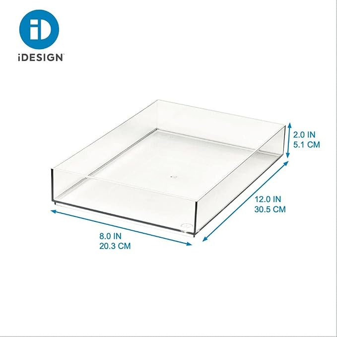 iDesign The Sarah Tanno Collection Plastic Cosmetic Drawer Organizer, 8" x 12" x 2", Clear