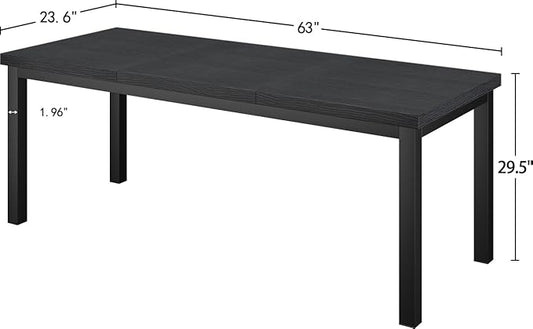 63 Inch Large Computer Desk, Modern Office Desk with Adjustable Feet, Gaming Desk with Deep Desktop, Study Writing Table for Home Office, Work from Home, Easy Assembly, Black