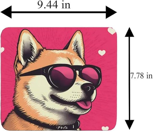 Pink Mousepad Glamour Dog Shiba Inu Mouse Pad for Home Office Gaming Working Desk Computer Desktop Accessories Non-Slip Rubber Mousepad for Dog Lovers Corgi