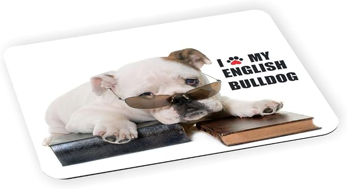 Paw Print I Love My - English Bulldog - Ultra Thin Non-Slip Mouse Pad Mousepad for use with Laptops, Macbooks, Travel