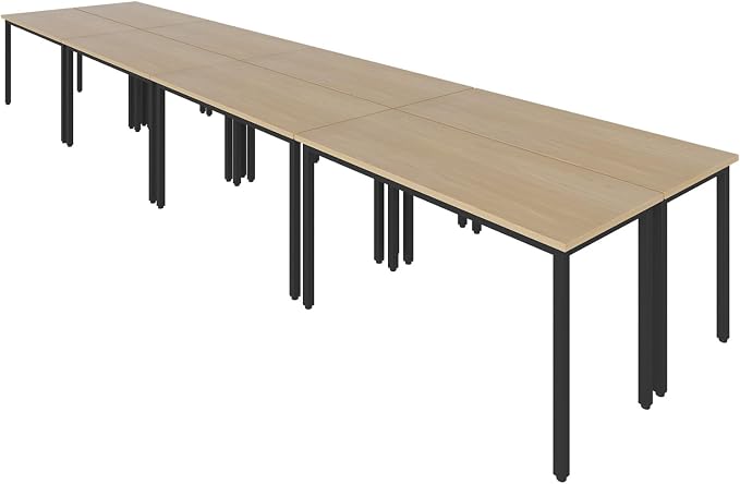 Bonzy Home Conference Tables 18ft Office Computer Desk for Meeting Room Study Writing Printer Table Meeting Seminar Table for 20 People Rustic Vintage Natural 8PCS 220.4"x47.2"x29.5"