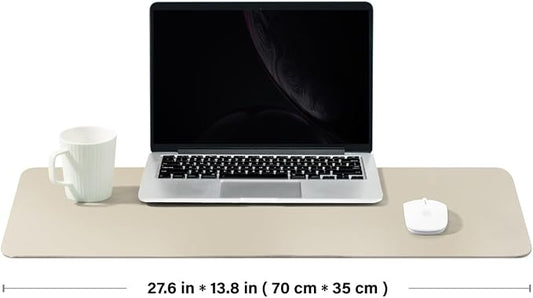 Leather Desk Mat - Non-Slip PU Desk Pad for Office and Home - Desk Organization and Accessories - Ideal for Large Mouse Pad and Desk Mats on Top of Desks (Beige,27.6"x 13.8")