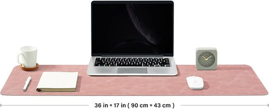 Distressed Leather Desk Mat - Non-Slip PU Desk Pad for Office and Home - Desk Organization and Accessories - Ideal for Large Mouse Pad and Desk Mats on Top of Desks(Dusty Rose,36"x 17")