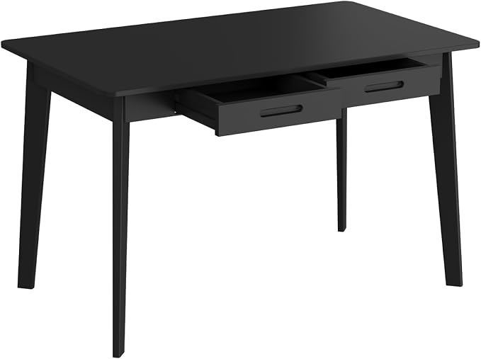Timechee 40 Inch Compact Computer Gaming Desk, Black Study Work Office Desk with 2 Storage Drawers, Rectangular Study Reading Table, Simple Computer Writing Table for Home Office, Living Room