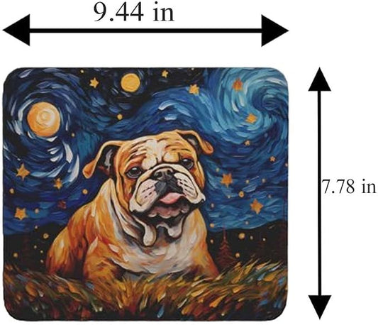 Starry Night Bulldog Mouse Pad for Computer Laptop Home Office Gaming Working Desk Desktop Accessories Non-Slip Rubber Mouse Pad for Dog Lovers