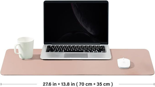 Leather Desk Mat - Non-Slip PU Desk Pad for Office and Home - Desk Organization and Accessories - Ideal for Large Mouse Pad and Desk Mats on Top of Desks (Pink,27.6"x 13.8")