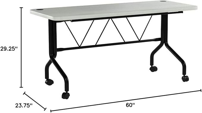 Office Star Resin Multipurpose Flip Training Table with Locking Casters for Home and Office, 5 Feet