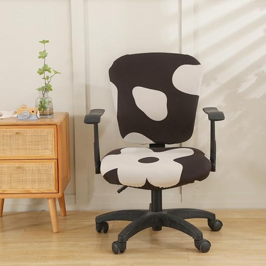 Jinzio Computer Office Chair Cover - Split Protective & Stretchable Cloth Polyester Universal Desk Task Chair Chair Covers Stretch Rotating Chair Slipcover (Black Candy)