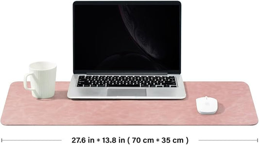 Distressed Leather Desk Mat - Non-Slip PU Desk Pad for Office and Home - Desk Organization and Accessories - Ideal for Large Mouse Pad and Desk Mats on Top of Desks(Dusty Rose,27.6"x 13.8")