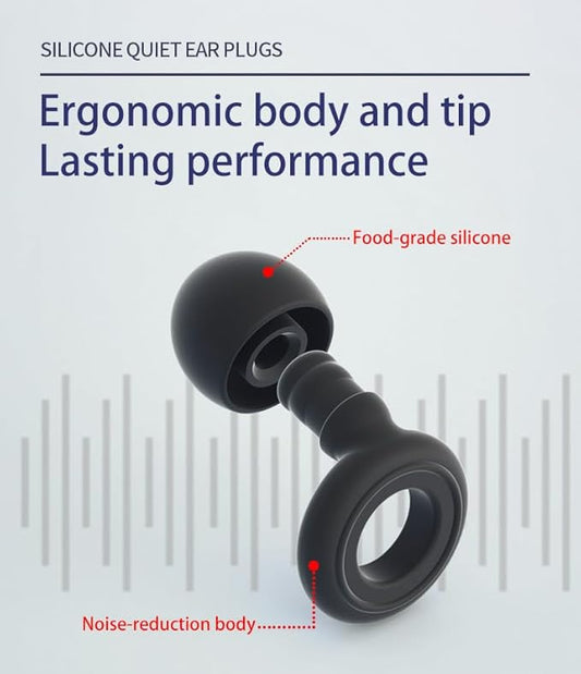 6 Pairs Soft Silicone Earplugs Reusable Noise-Reducing for Concerts, Sleep, Focus, Travel, Adjustable Size 28dB (SNR) Noise Reduction Black