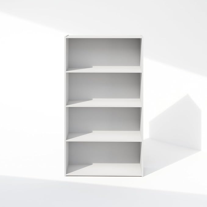 Furinno Simple Book Shelf, 4-Tier Bookshelf, Bookcase with Open Shelf, 9.4 x 23.6 x 41.7, for Living Room, Bedroom, Home Office, White