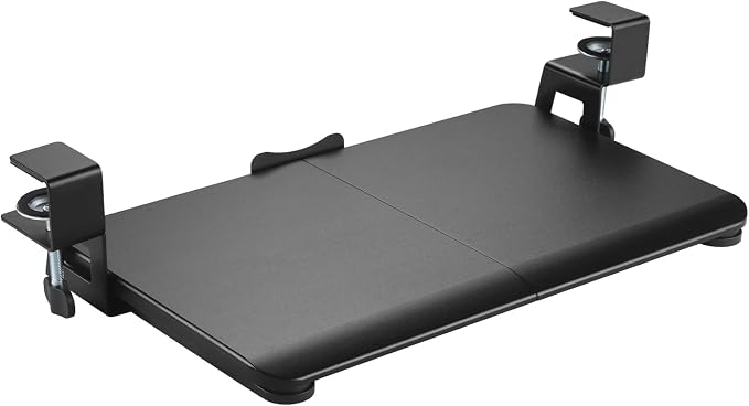 Keyboard Tray Under Desk, Slide Out Computer Keyboard & Mouse Tray with C Clamp-on Mount Easy to Install,24" W(Including Clamps) X 12"D Small Size,Black