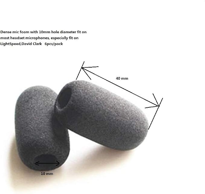 6 Pack Microphone Windscreens, Dense Mic Foam Covers Windshields for Lightspeed Astro A50s David Clark Aviation Headsets