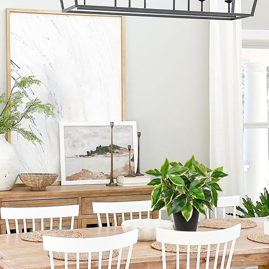 Oairse Artificial Plants Indoor Small Fake Plants in Pots Faux Pothos N‘ Joy Potted Plant Fake Indoor Plants with Black Pots for Bathroom Living Room Office Desk Shelves