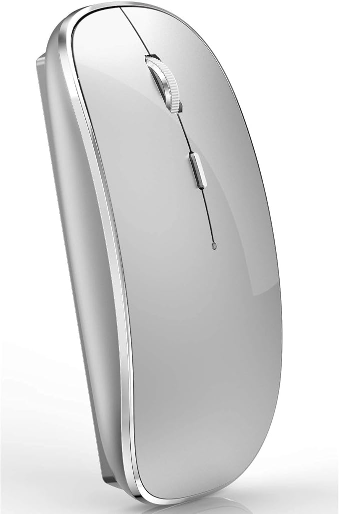Rechargeable Bluetooth Mouse Wireless Bluetooth Mouse for iPad pro iPad Air Mac MacBook Pro MacBook Air Laptop Chromebook Windows HP DELL (Silver)